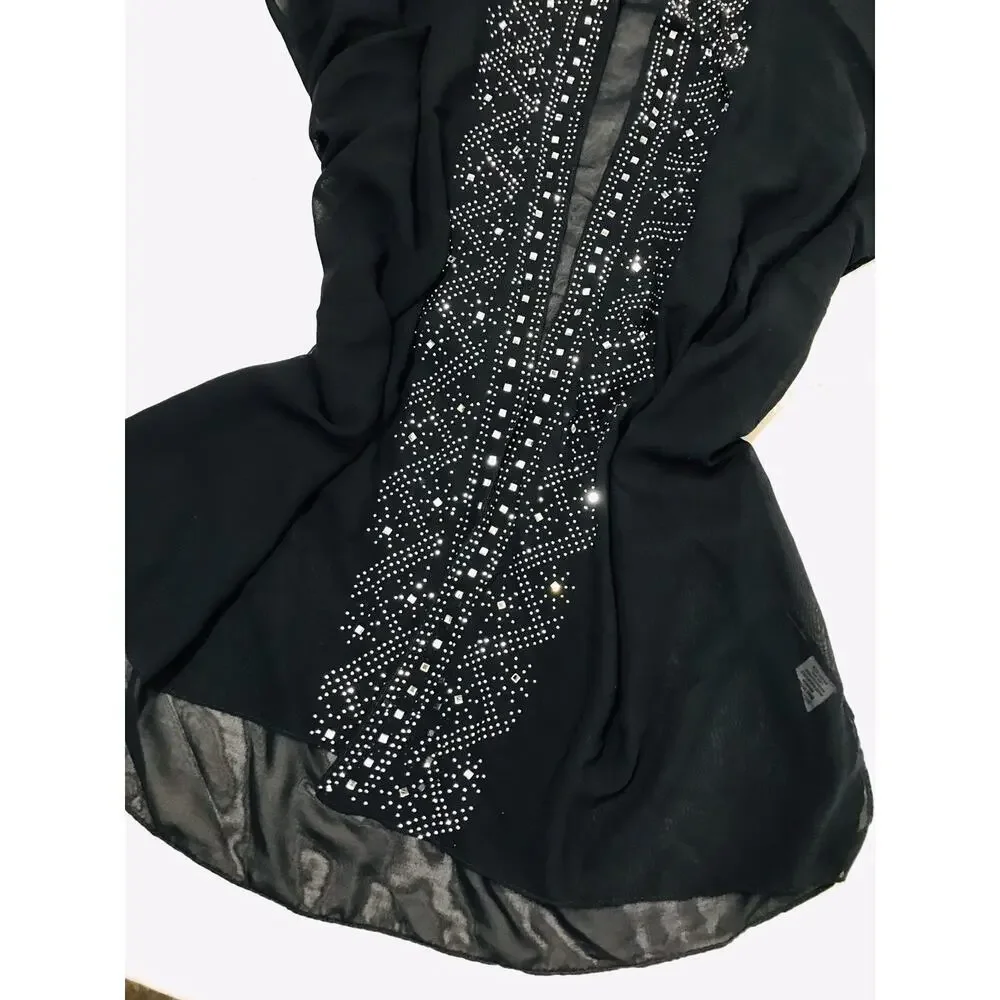 Jessica McClintock Glittery Sheer Top Sparkly Glam Formal Romantic Blouse OS